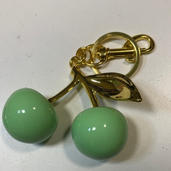 Accessories - Green Cherry Keychain with Gold Accents